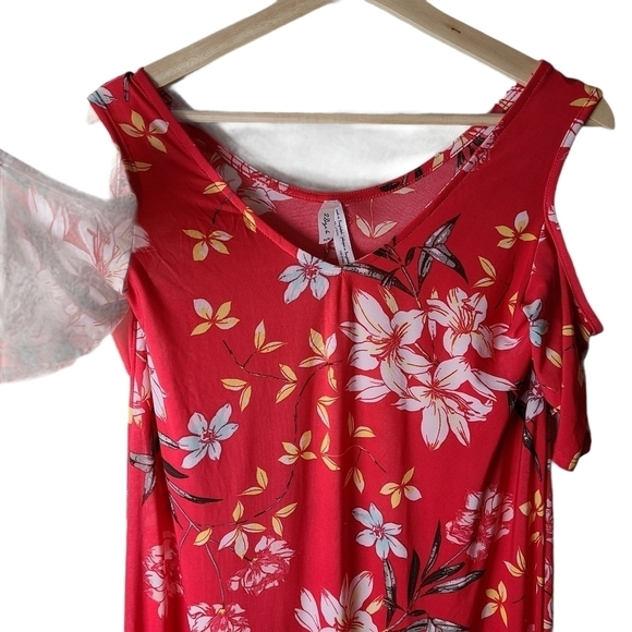 2 Dye 4 red yellow white floral maxi long flared dress - Picture 3 of 16